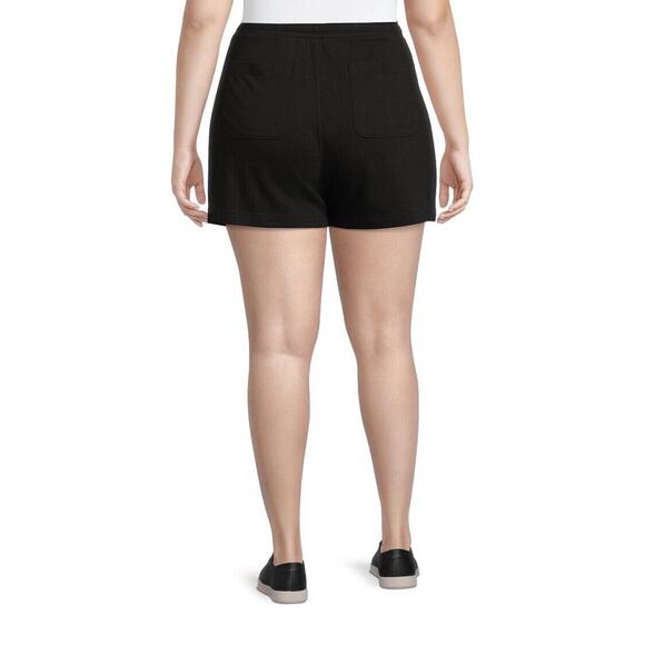 Terra & Sky Women's Plus 3X (24-26W) Black Pull On Knit Shorts Stretch relaxed - Picture 4 of 5